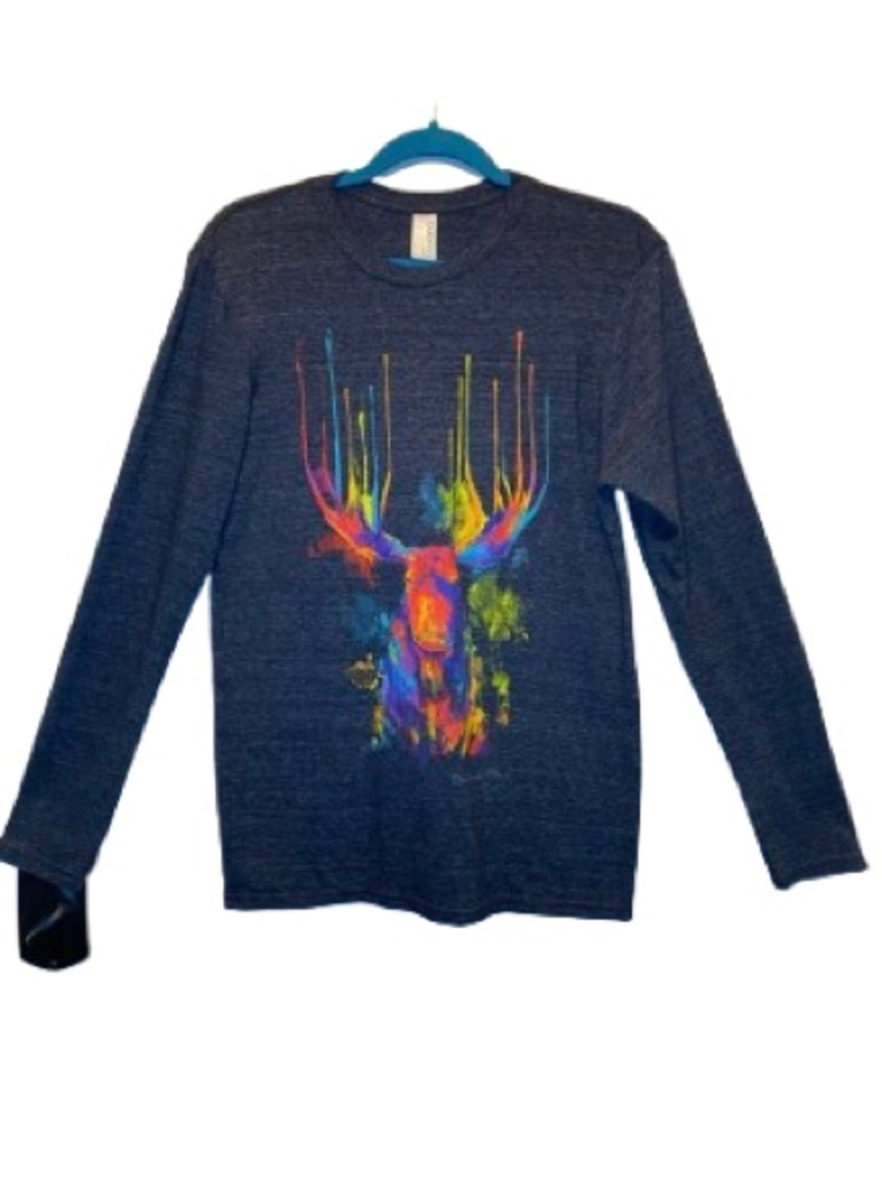 DUCK CO Bar Harbor Maine Abstract Moose Graphic Sz Small Heather Gray Tee Shirt